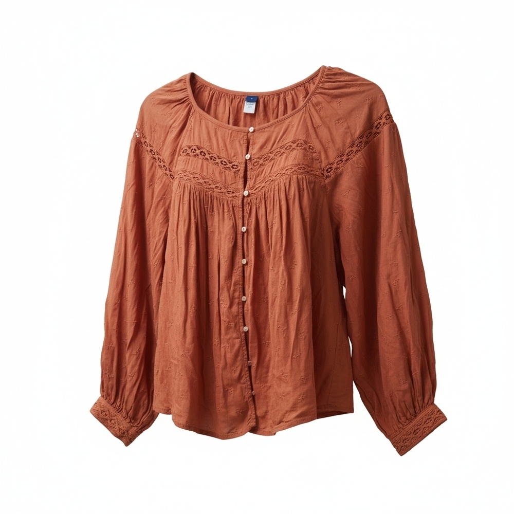 Old Navy Rust Button-Up Blouse